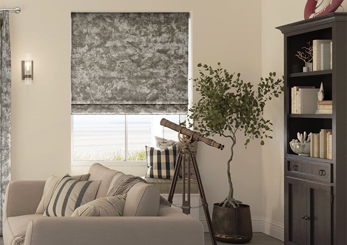 Cyrus Crushed Velvet, Moonlight - Motorised Roman Blind - Image 3